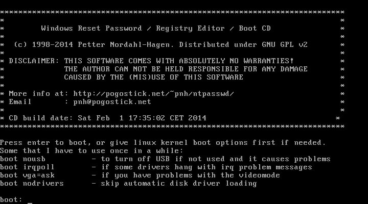 Password Recovery Disc Boot