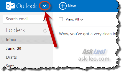 Outlook.com's downarrow