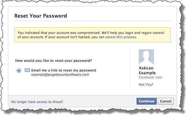 Facebook Reset Password Option