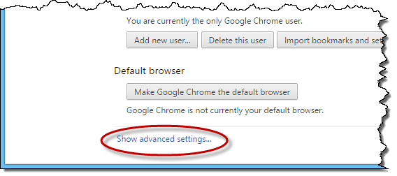 Chrome Show Advanced Settings