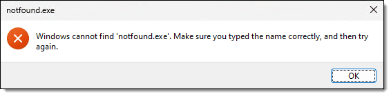 Error running "notfound.exe"