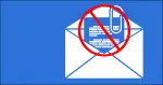 Email attachment with a "no" sign.
