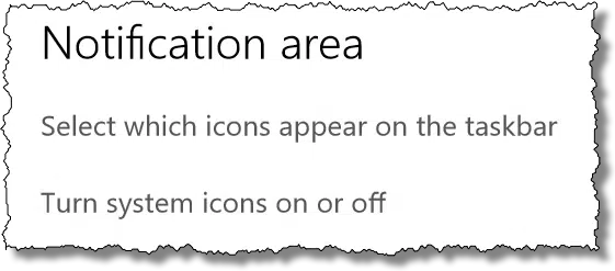 Notification Area Choices
