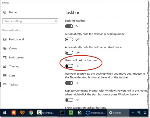 Use Small Taskbar Buttons