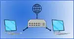 Two computers and a hub.