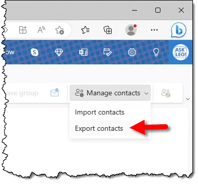 Export contacts item.