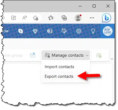 Export contacts item.