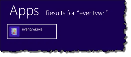 Event Viewer in Windows 8 search