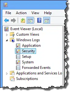Security item in Event Viewer
