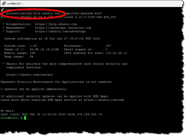 ssh connection to the askleo.com server.