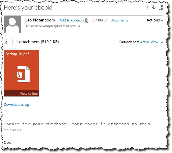 Ebook Attached to Email