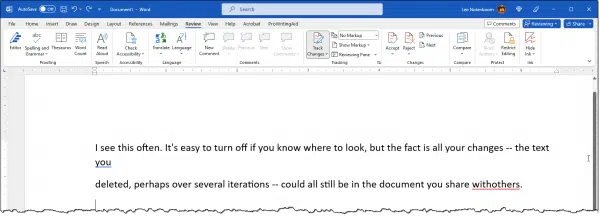 Document not showing revisions.
