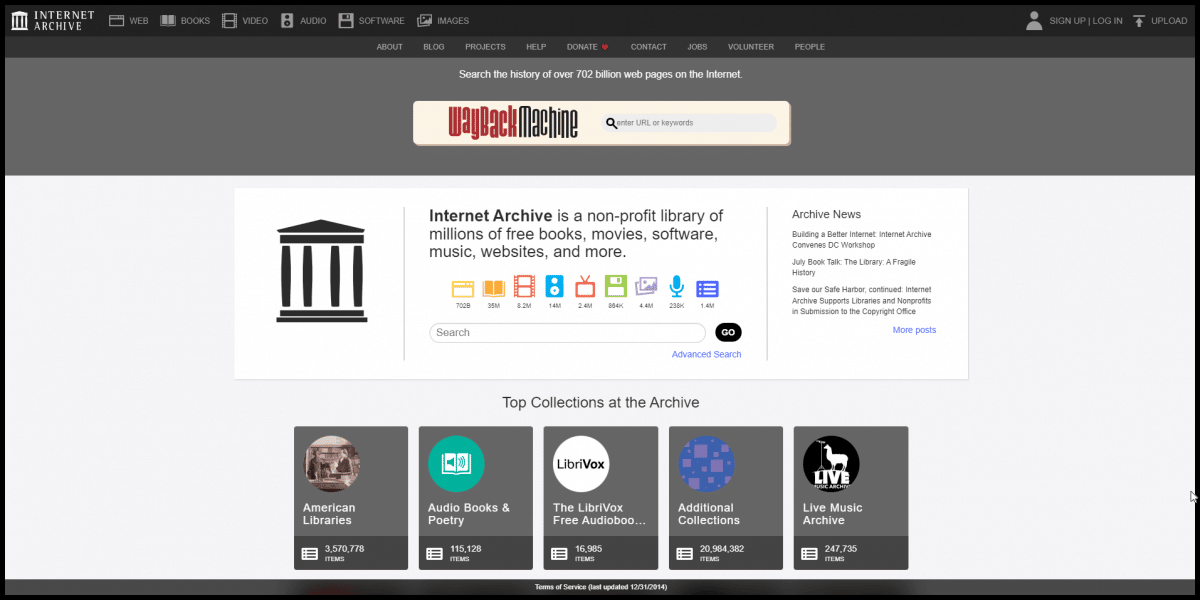 archive.org home page