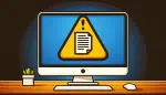 A computer screen with A Word Document Icon Inside a Warning Triangle: Highlighting the caution one should exercise when thinking of sending Word documents as attachments.