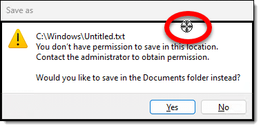 Process Explorer Sonar icon drug on top of a message box.