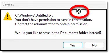 Process Explorer Sonar icon drug on top of a message box.