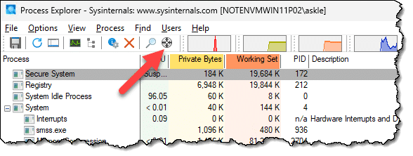 Sonar icon in Process Explorer.