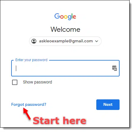Forgot your password? Start here.