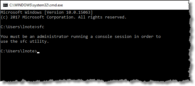 SFC in a Command Prompt