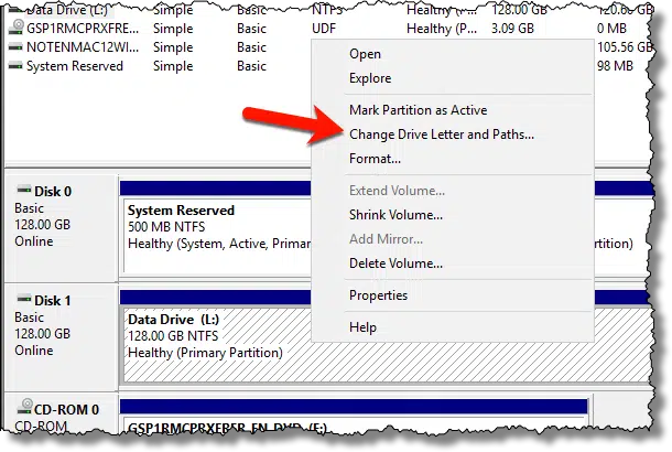 Change drive letter on context menu