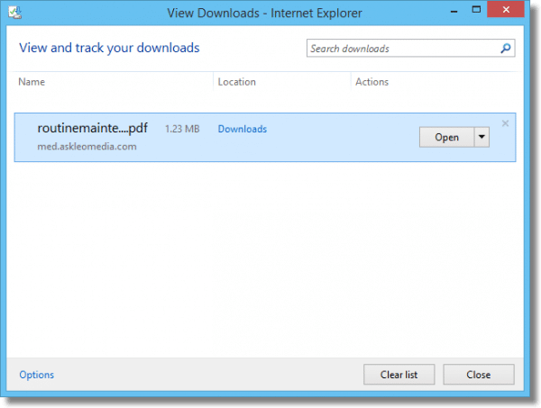 View Downloads Dialog