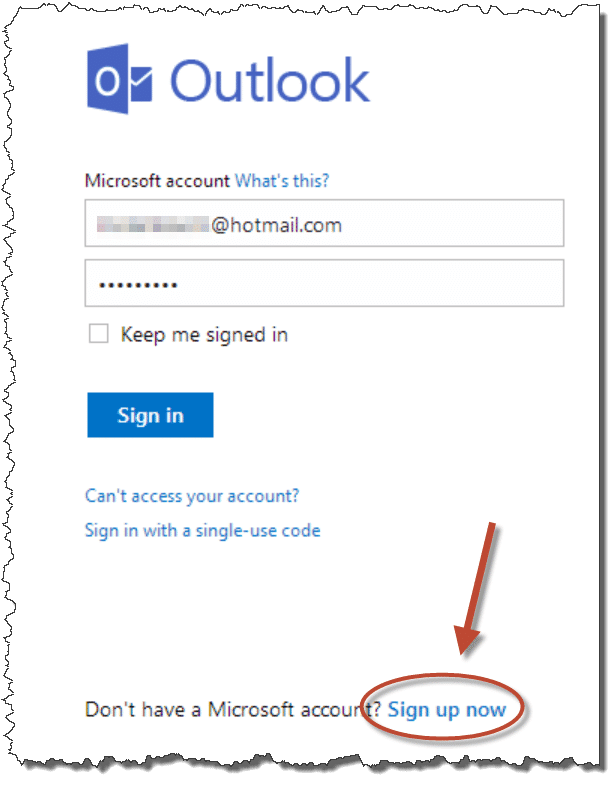 Outlook.com login screen