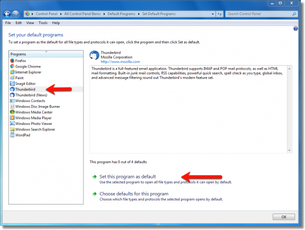 how to create an email association in default programs windows 10