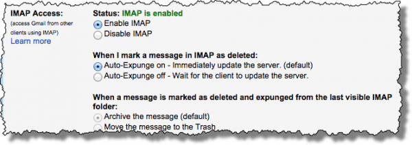 Gmail IMAP Settings