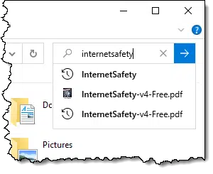 Entering a search term in Windows File Explorer