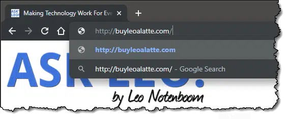 Target URL pasted into the address bar