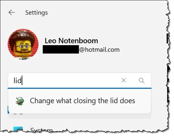 Searching for the lid settings.