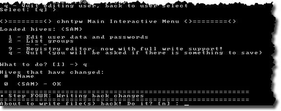 Password Reset - Commit Changes