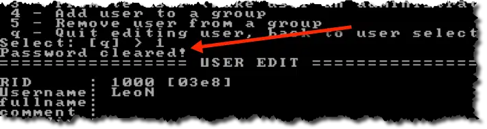 Password Reset - Cleared