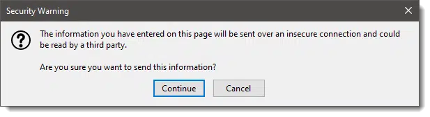 Firefox warning of form that's not secure