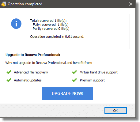 Recuva: Completed