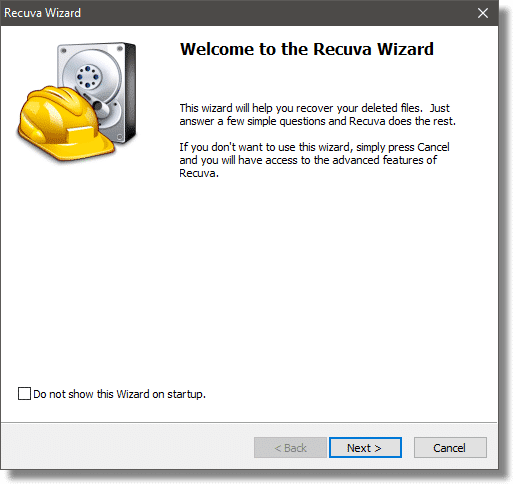 Recuva: Wizard