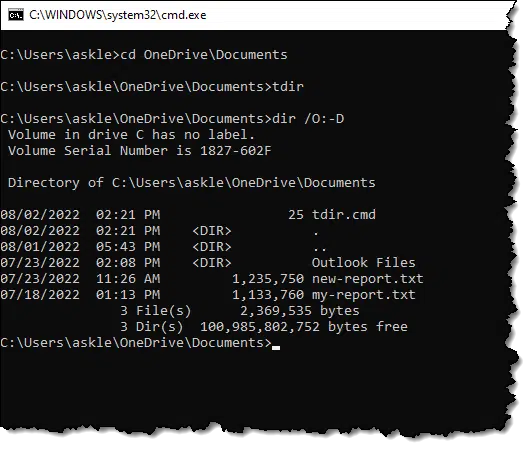 Running the batch file.