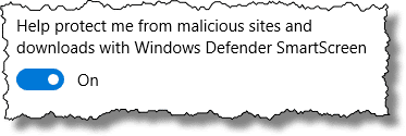 Windows Defender Smart Screen option