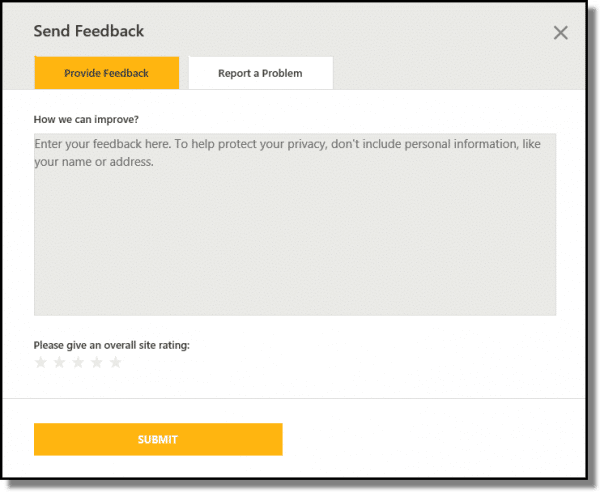 MSN Feedback Form