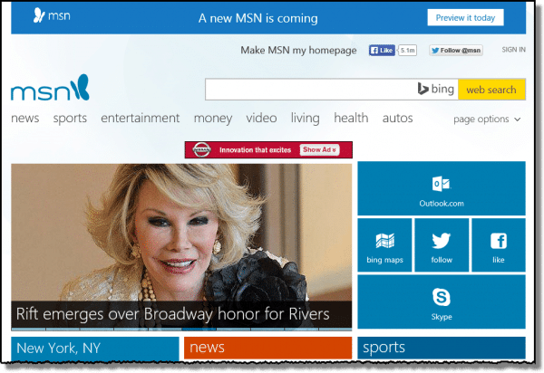 Old MSN Home Page