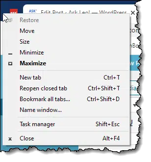 Right clicking on a small space