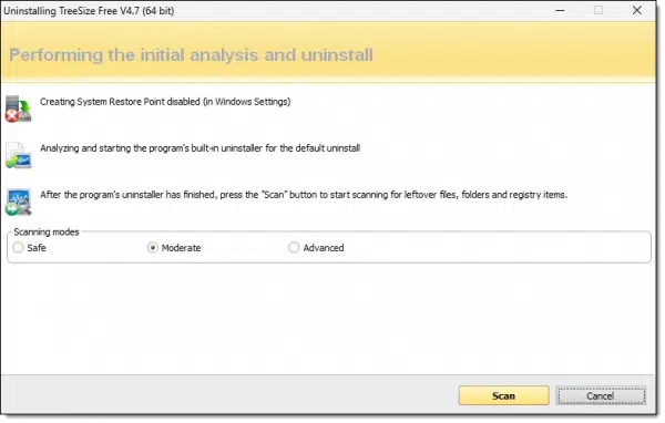 Revo Uninstaller scanning for more.