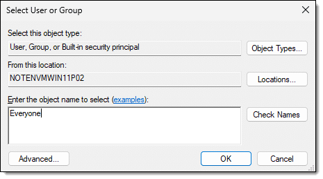 Select User or Group dialog.