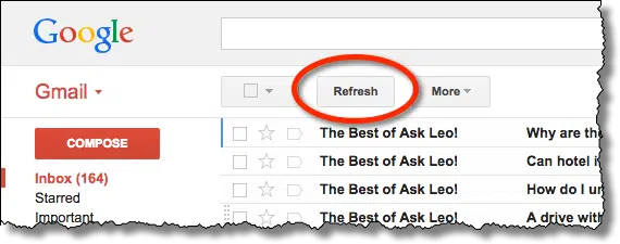 Gmail Refresh Button