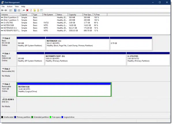 Disk Management utility