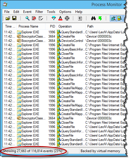 Process Monitor Collecting Data