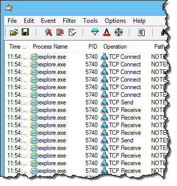 Process Monitor Filtered Results