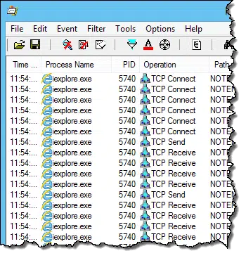Process Monitor Filtered Results