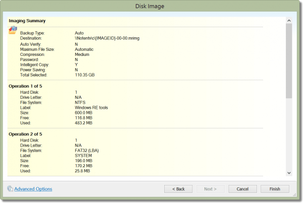 Disk Image Summary