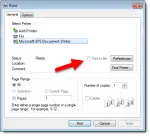 Print to file option in a print dialog